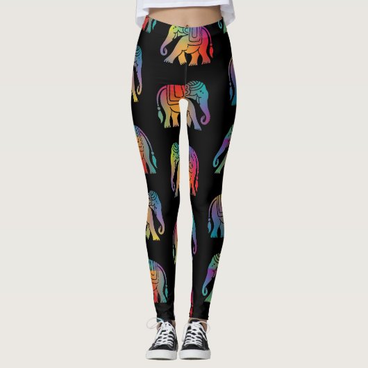 Leggings Un design éléphant de style rétro (Devant)