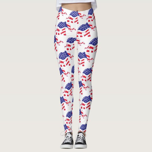 Leggings Un éléphant fabriqué dans le drapeau américain (Devant)