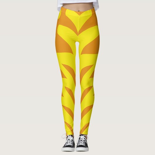 Leggings Un jaune orange vif "Ratti_Creative_Arts" (Devant)