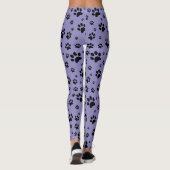 Leggings Un joli jeu noir sur Lavender violet Empreintes de (Dos)