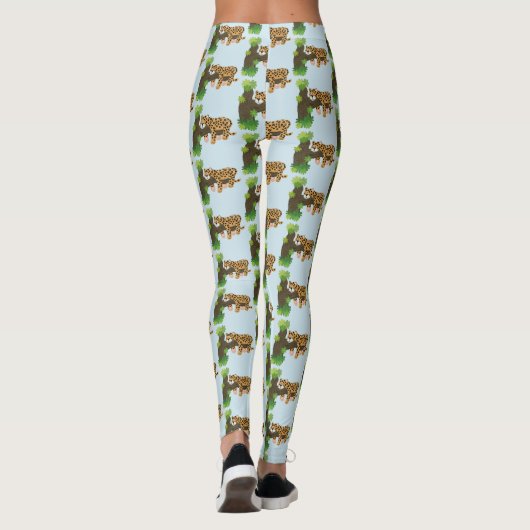 Leggings Un mignon léopard dormant dans un arbre dessin ani (Dos)