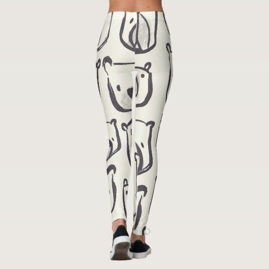 Leggings Un mignon ours, un motif sans couture dessiné à la (Dos)