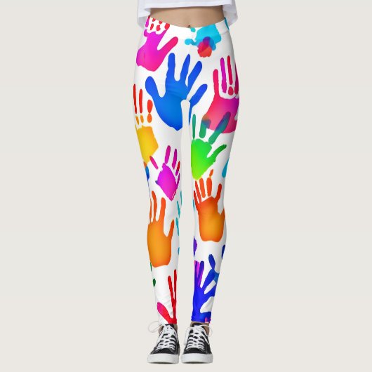Leggings Un monde de mains en couleur (Devant)