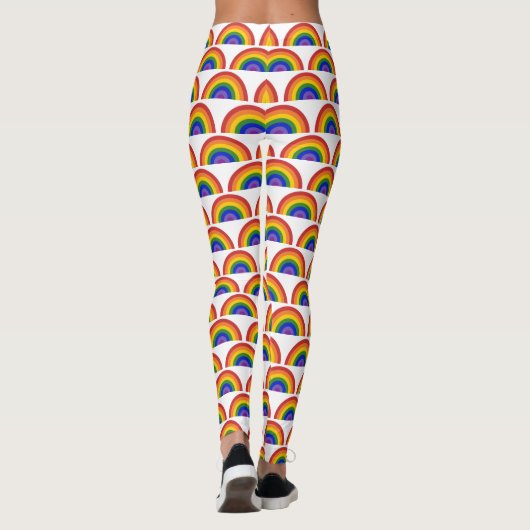 Leggings Un Motif arc-en-ciel brillant sur la White LGBTQ P (Dos)