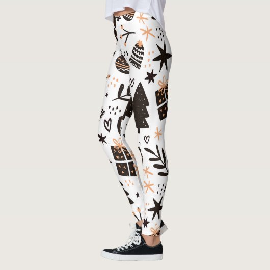 Leggings Un Motif de Noël noir et blanc (Gauche)