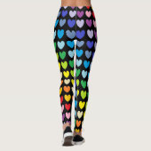 Leggings Un plus large noir de coeurs d'arc-en-ciel de (Dos)