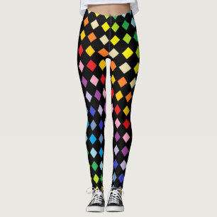 Leggings Un plus large noir de diamants d'arc-en-ciel de