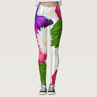 Leggings Un rêve de fleurs, des bandes et des points