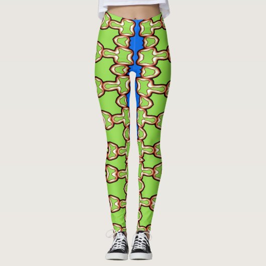 Leggings Un style vert & bleu "Ratti_Creative_Arts" (Devant)