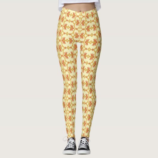 Leggings un superbe design Arrière - plan jaune et blanc (Devant)