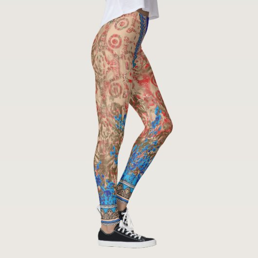 Leggings un tableau d'écharpe bleu et beige (Droite)