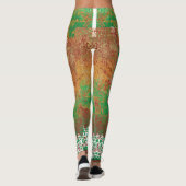 Leggings un tableau d'un champ vert avec une bordure orange (Dos)