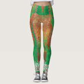 Leggings un tableau d'un champ vert avec une bordure orange (Devant)