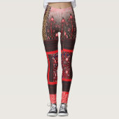 Leggings un tableau rouge et noir au coeur rouge (Devant)
