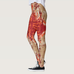 Leggings Un tissu orangé et marron motif,