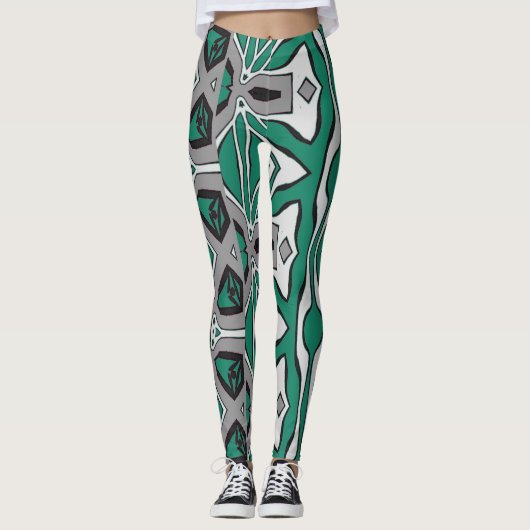 Leggings Un vert abstrait vibrant "Ratti_Creative_Arts" (Devant)