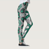 Leggings Un vert abstrait vibrant "Ratti_Creative_Arts" (Droite)