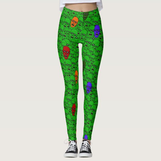 Leggings Undead Zombie Heads collage (Devant)