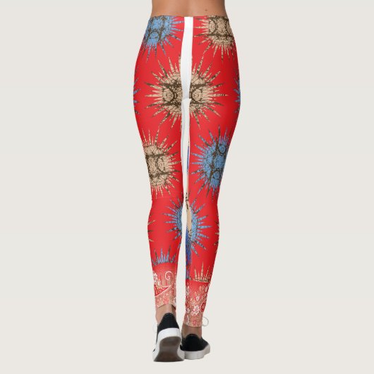 Leggings une conception d'un arrière - plan rouge avec un c (Dos)