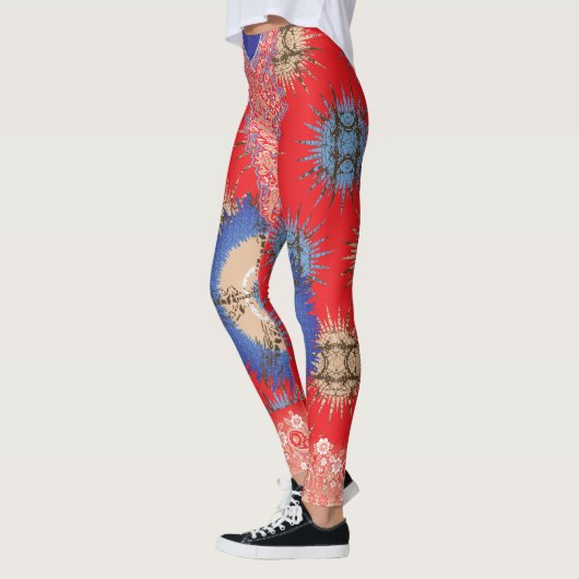 Leggings une conception d'un arrière - plan rouge avec un c (Gauche)