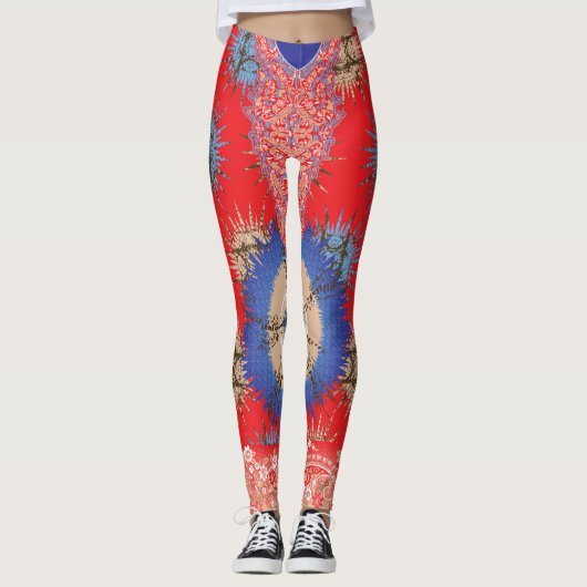 Leggings une conception d'un arrière - plan rouge avec un c (Devant)