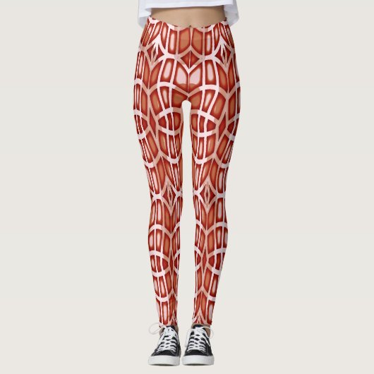Leggings Une couleur rouge unique "Ratti_Creative_Arts" (Devant)