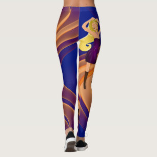 Leggings Une Fille Dansant Sur Motif Violet Tan Bleu