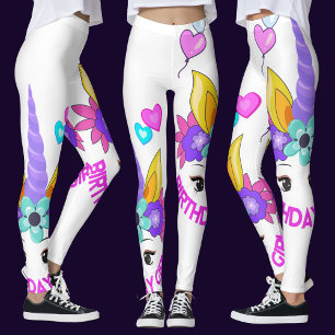 Leggings Unicorne, Fille d'anniversaire, fête d'anniversair