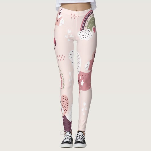 Leggings Unicorns Rainbows : Pastel Magic Arrière - plan. (Devant)