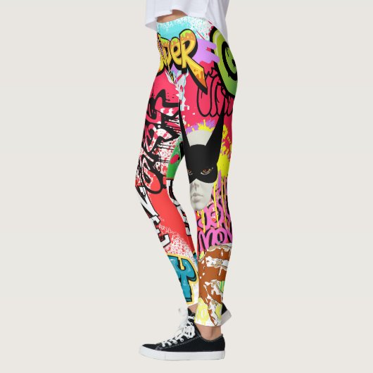 Leggings Unique eye catching graffiti Spray paint Modern (Gauche)