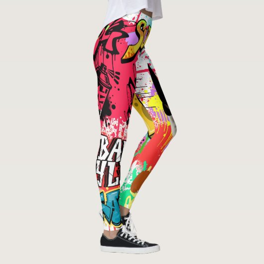 Leggings Unique eye catching graffiti Spray paint Modern (Droite)