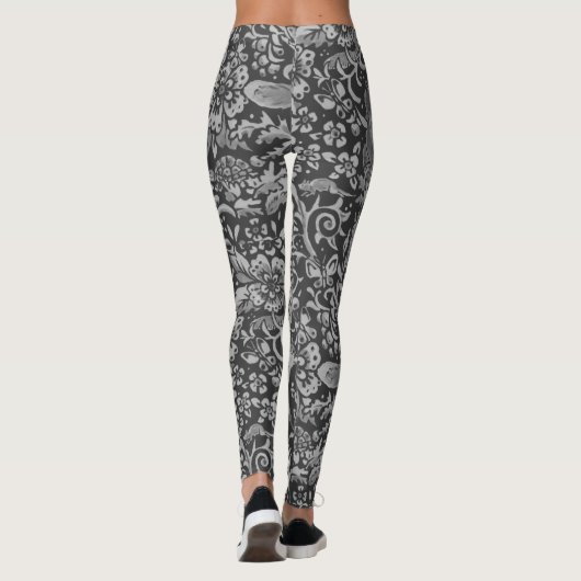 Leggings Unique Gris Forêt Animal Fox Rabbit Owl Imaginaire (Dos)