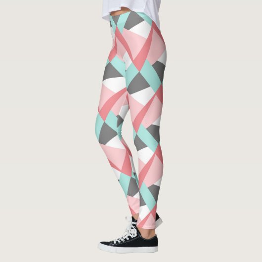Leggings Unique Motif d'Art Vert Corail Rose Mint (Gauche)