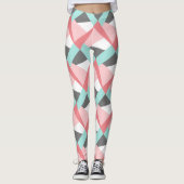 Leggings Unique Motif d'Art Vert Corail Rose Mint (Devant)