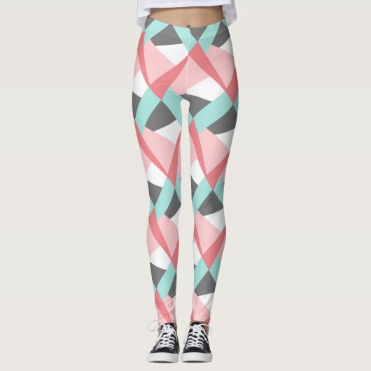 Leggings Unique Motif d'Art Vert Corail Rose Mint (Devant)