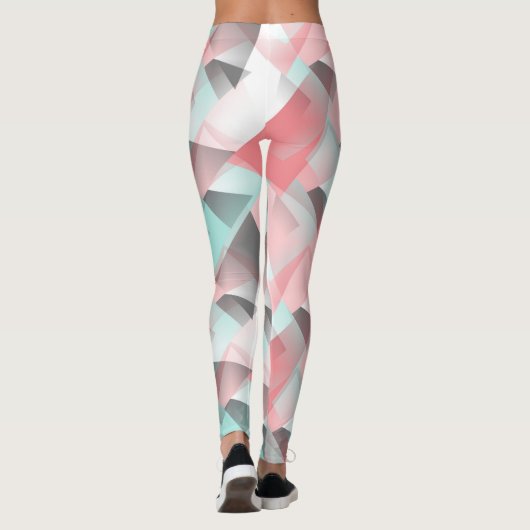Leggings Unique Motif d'Art Vert Corail Rose Mint (Dos)