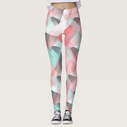 Leggings Unique Motif d'Art Vert Corail Rose Mint (Devant)