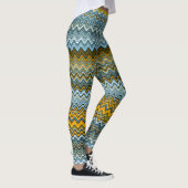 Leggings Unique Motif jaune et bleu ondulé (Droite)