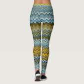Leggings Unique Motif jaune et bleu ondulé (Dos)