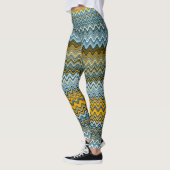 Leggings Unique Motif jaune et bleu ondulé (Gauche)