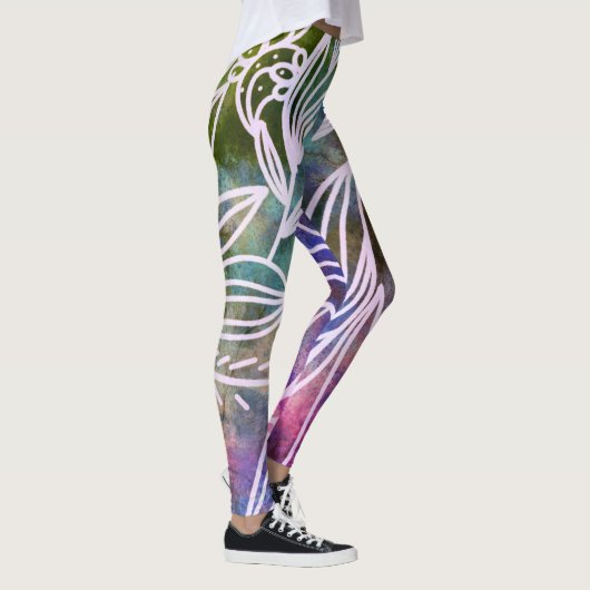 Leggings unique rose et verdure Dessin botanique (Droite)