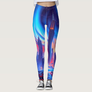 Leggings urbains futuristes | Vibes Neon Skyline