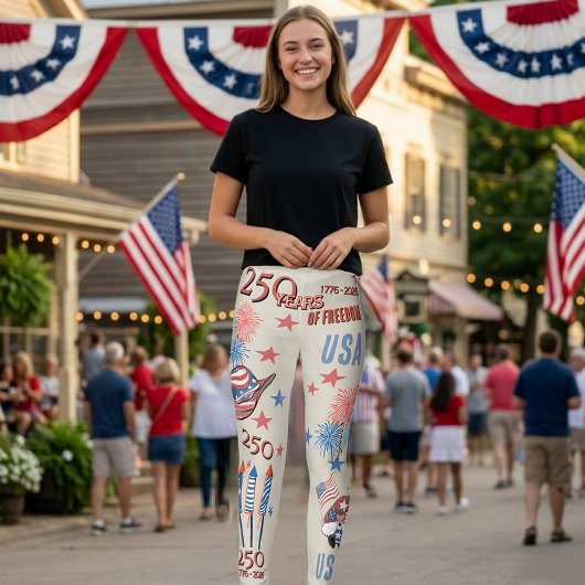 Leggings USA 250th Anniversary Patriotic Gnome