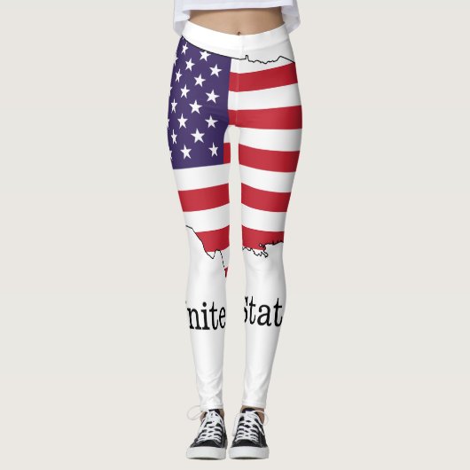 Leggings USA Drapeau et carte Souvenir Design (Devant)