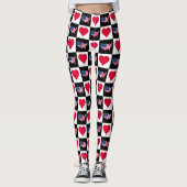 Leggings USA Drapeau et Coeurs À damiers Motif (Devant)