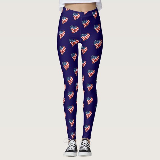 Leggings USA Flag Heart Patriotic (Devant)
