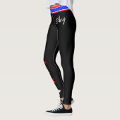 Leggings USA - Red White and Blue Stars (Votre nom) (Gauche)