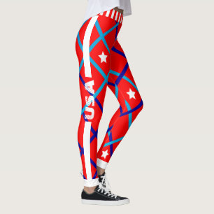 Leggings USA Stars and Stripes on RED