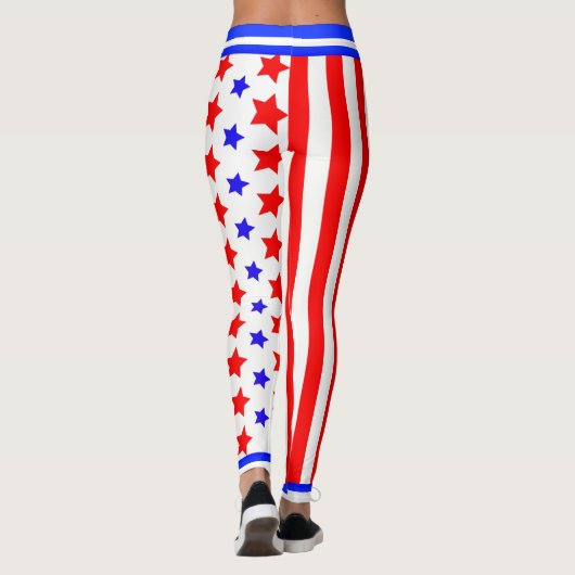 Leggings USA Stars and Stripes on WHITE (Dos)