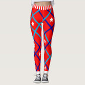 Leggings USA Stars et rayures sur RED (Devant)